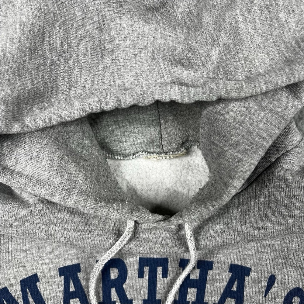 Vintage 90s Hoodie Sweatshirt Gray Pull Over Men’s Size Medium Martha’s Vinyard - Picture 4 of 11